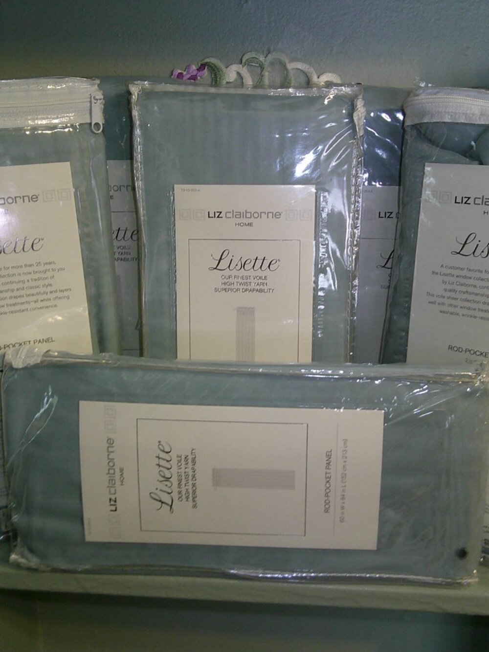 Liz Claiborne Lisette Aqua Dust Voile Sheer Panel 60" W x 84" L Lot of 6 Panels